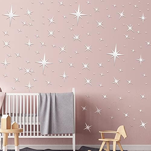 Zonon 82-Piece 3D Mirror Wall Sticker Decor Silver