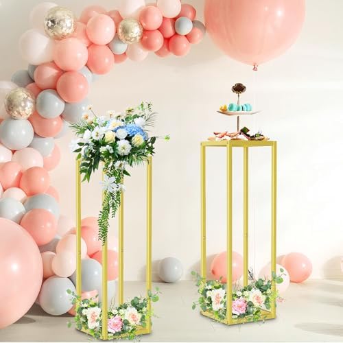 Gold Cylinder Stands for Party 2pcs Wedding Display