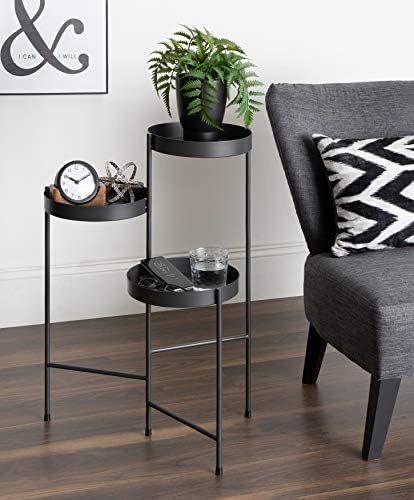 Kate and Laurel Finn Tri-Level Plant Stand Charcoal Gray