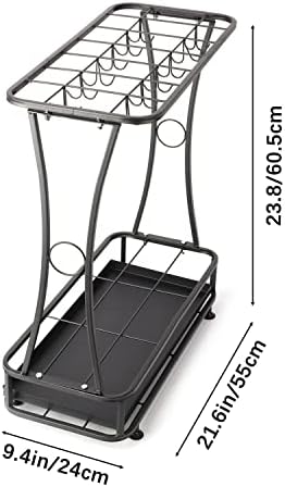 21 Slot Umbrella Stand with 24 Hooks and Drip Tray - Black
