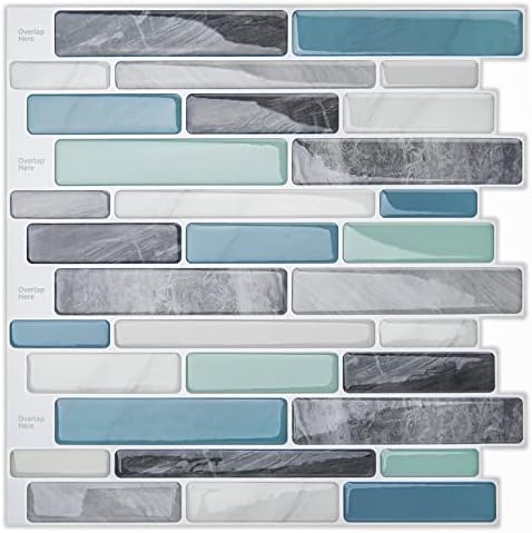 LONGKING Self-Adhesive Marble Tile Backsplash 10 Sheets