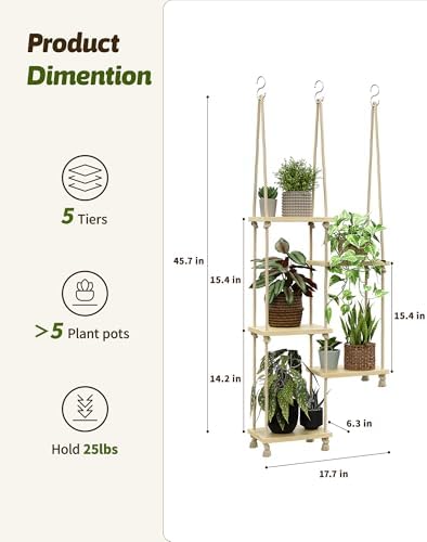 Gentingbro Window Plant Shelves Hand Woven Hanging Stand