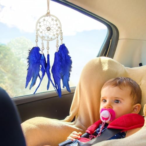Small Dream Catcher for Car Boho Hanging Decor Blue