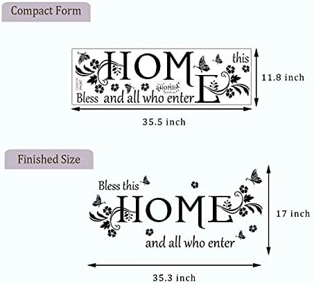 Bless This Home Wall Decals with Butterfly and Flower Design
