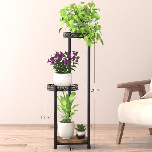 Plant Stand Indoor Outdoor 3 Tier Metal Wood Display Organizer