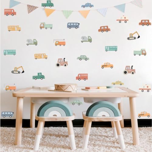 Watercolor Construction Vehicle Wall Decals for Boys