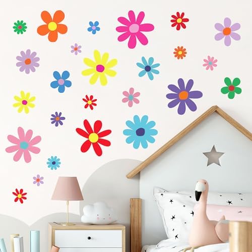 12 Sheets Daisy Wall Decals for Kids Room Decor