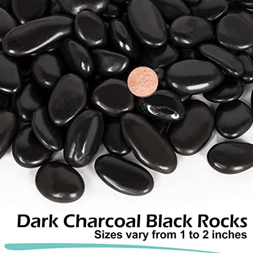 GASPRO 30 Pound Black Polished Pebbles for Garden Decor