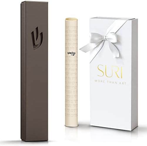 SURI Classic Mezuzah Door Mount - 5 Inch Dark Gray Nirosta Self Stick