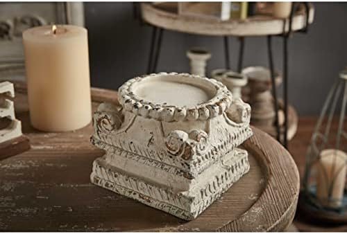 SOFE Distressed White Column Pedestal Stand for Decor