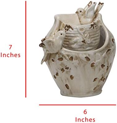Foreside Home and Garden D9290 Distressed Bird Bath Water Fountain