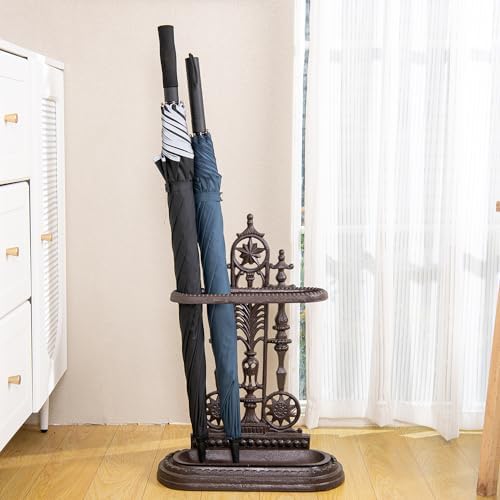 Sungmor Royal Style Cast Iron Umbrella Stand with Drip Tray