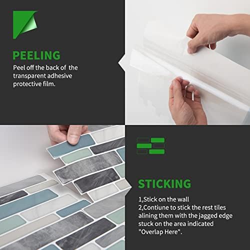 LONGKING Self-Adhesive Marble Tile Backsplash 10 Sheets