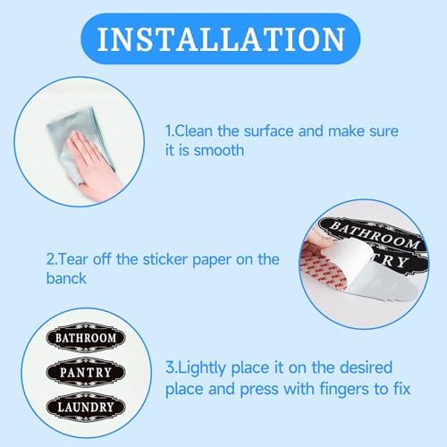 3PCS Weatherproof Bathroom Door Signs Sticker Decals