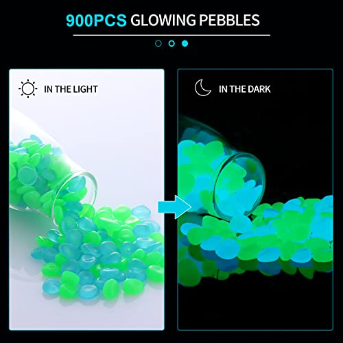 900pcs Glow in The Dark Rocks Outdoor Decor