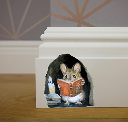 2 Stickers Mouse Reading Book Wall Decal 3D Sticker Funny 2 Pack