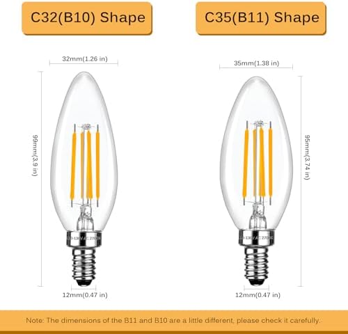 Dimmable E12 LED Bulb Candelabra 40Watt Equivalent 2700K Warm White 12 Pack