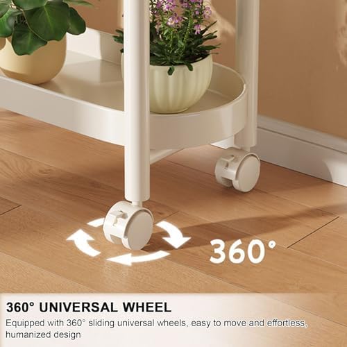 Modern 2-Tier Metal Plant Stand with Wheels and Handle