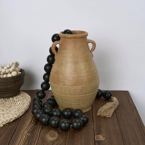 OMISHE 60 Inch Black Wood Bead Garland with Tassels