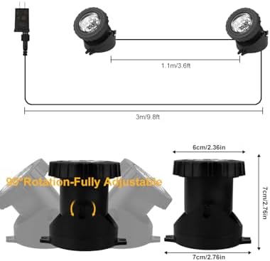 CREPOW RGB Underwater Pond Lights Set of 2 IP68 Waterproof Submersible Fountain Lights