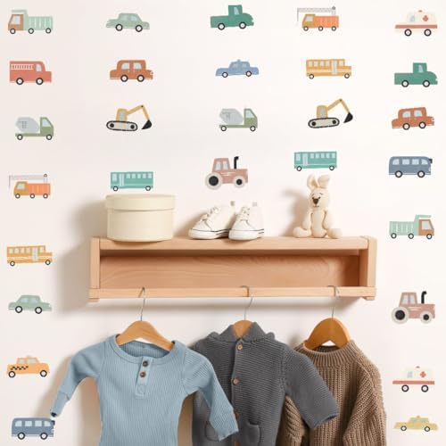 Watercolor Construction Vehicle Wall Decals for Boys