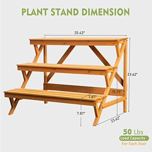3 Tier Wood Plant Stand Indoor Outdoor Storage Display Shelf