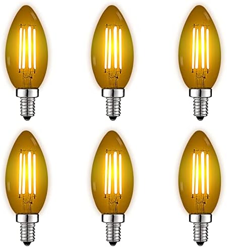 Luxrite E12 LED Filament Yellow Bulbs 45W 6 Pack