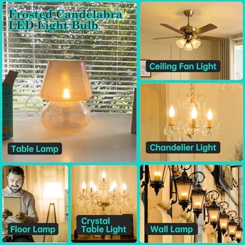 AMDTU E12 40W Equivalent Frosted LED Bulb Dimmable Candelabra Light