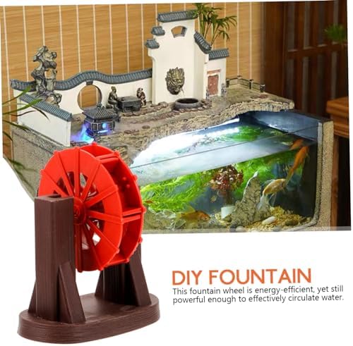 MAGICLULU Red Plastic Water Wheel Garden Fountain Decor
