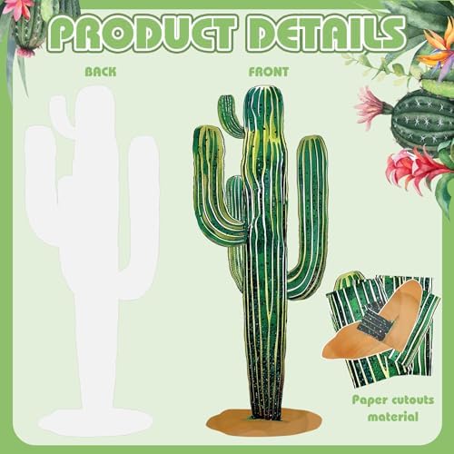 2 Pcs 6 Feet Jointed Cactus Wall Sticker