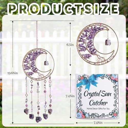 Amethyst Crystal Dreamcatcher Wall Decor with Tree of Life Design