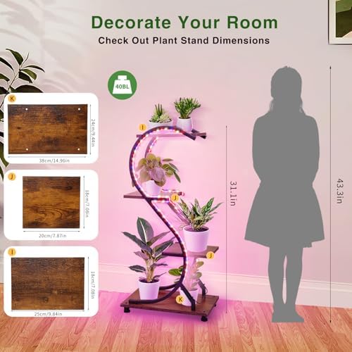 RVHOME 4 Tier Indoor Plant Stand with Grow Lights