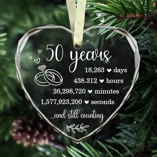 BSQUIELE 50th Wedding Anniversary Glass Ornament