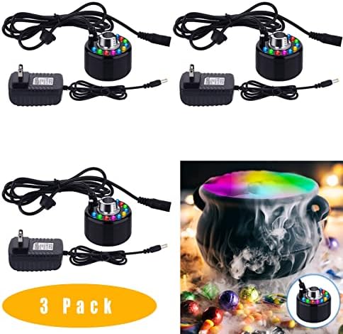 3 Pcs Halloween Mist Maker Foggers with LED Lights Black