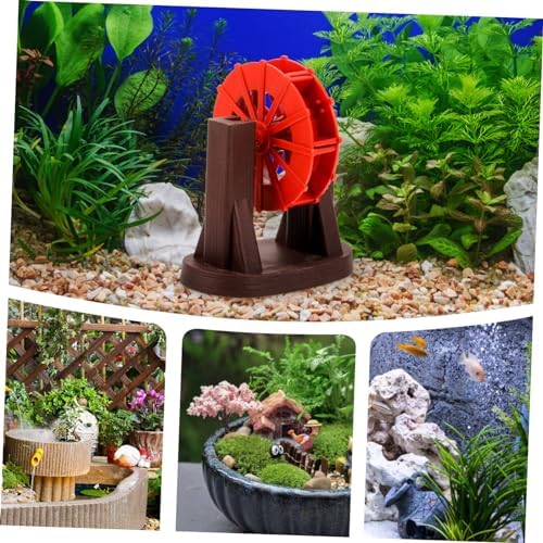 MAGICLULU Red Plastic Water Wheel Garden Fountain Decor