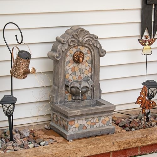 Sunnydaze 27 In Wall Standing Fountain for Outdoor Use
