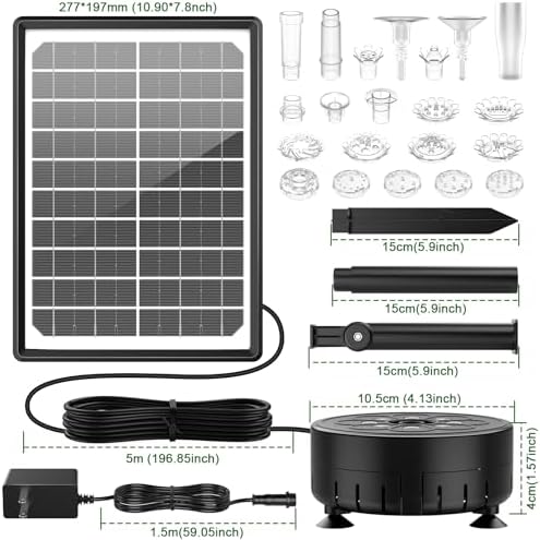 AISITIN 10W Solar Fountain with LED Lights and 4400mAh Battery
