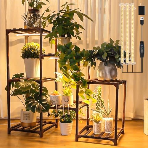 Dreyoo Plant Stand with Grow Light and 7 Pots Display