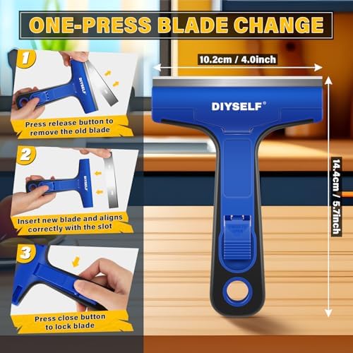 DIYSELF 1 Pack Razor Blade Scraper with 10 Blades