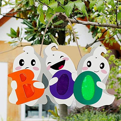 FINGOOO Halloween Door Decor Hanging Sign with Light