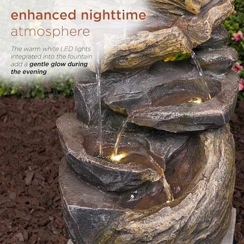 Alpine Corporation ZDQ104 Rock Fountain with LED Lights