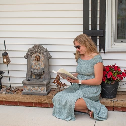 Sunnydaze 27 In Wall Standing Fountain for Outdoor Use