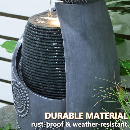 Sunlinua 314H Resin Waterfall Fountain with LED Lights