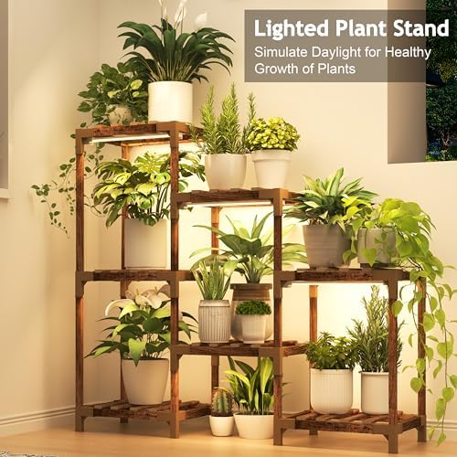 HOMKIRT 7 Tier Plant Stand with Grow Light