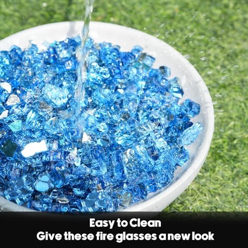 Skyflame Fire Pit Glass Rocks 15 LB Pacific Blue Reflective