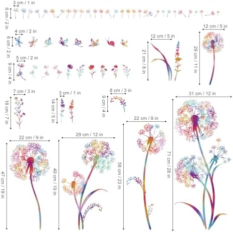 Wondever Colorful Blowing Dandelion Wall Decals