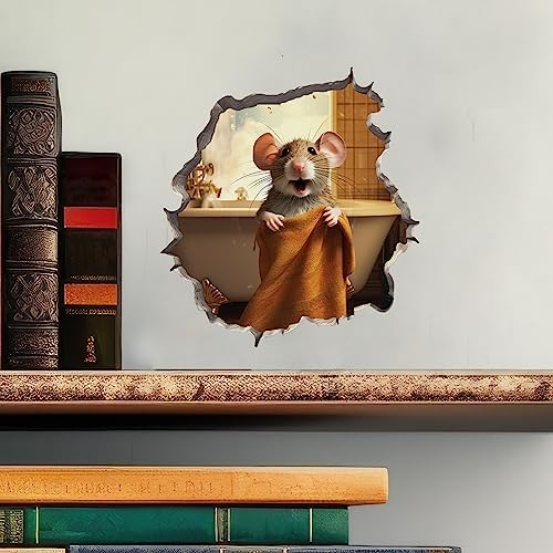 Bathroom Towel Mouse Wall Decal - Fun 3D Wall Sticker