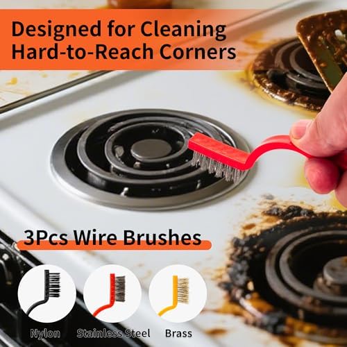 2 Pack Razor Scrapers with 50 Blades and 3 Wire Brushes Set