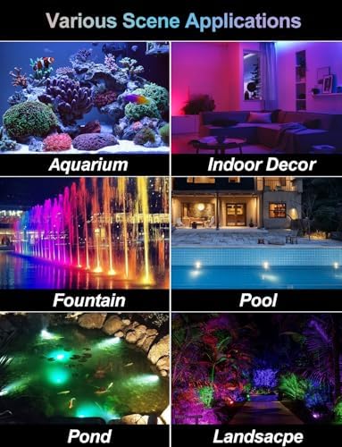 CREPOW RGB Underwater Pond Lights Set of 6