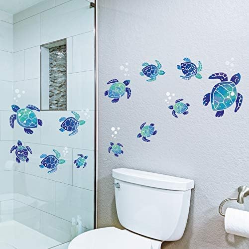 12 Pcs 3D Sea Turtle Wall Decals for Bathroom and Home